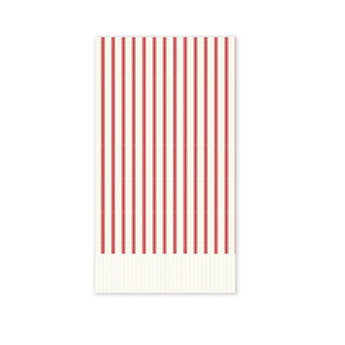 Believe Red Ticking Stipe Fringed Dinner Napkin