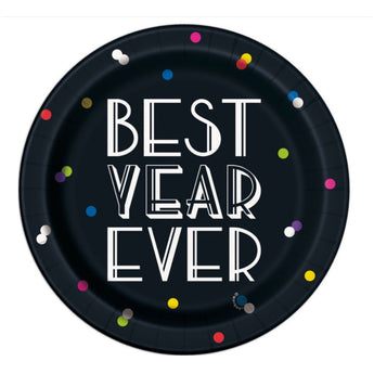 Neon Dots New Years Round 7" Dessert Plate