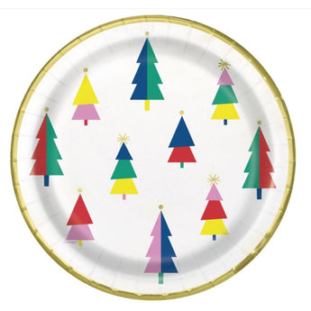 9" Multicolored Christmas Tree Plate