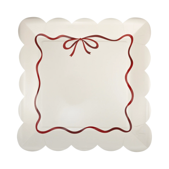 10" Red Bow Border Plate