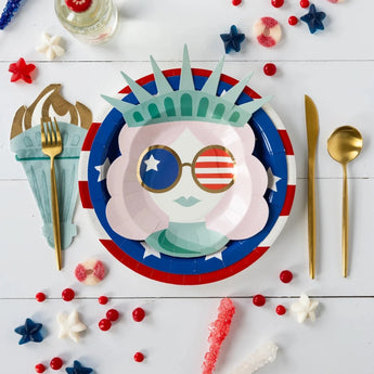 Lady Liberty Red Stripes Paper Plate