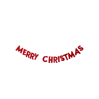 Puffy Red Velvet Merry Christmas Banner