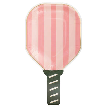 Pink Pickleball Paddle Paper Plate