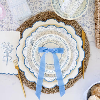 Something Blue 12" Cream with Blue Edge Paper Plate