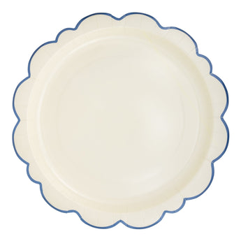 Something Blue 12" Cream with Blue Edge Paper Plate