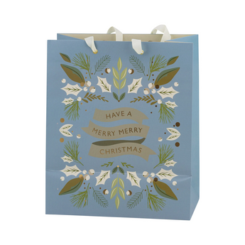 Blue Merry Christmas Gift Bag Set