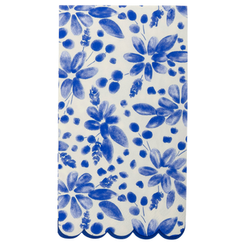 Blue Scallop Floral Dinner Napkin