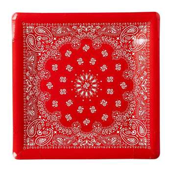 Red Bandana Paper Plate