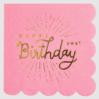 Pink Happy Birthday Cocktail Napkin