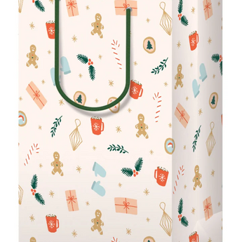 Pink Holiday Pattern Gift Bag