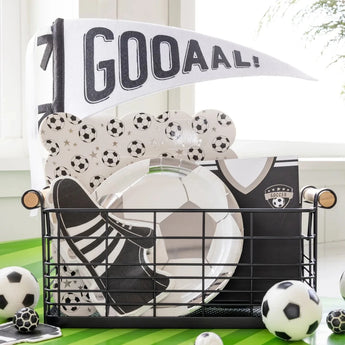 Scattered Soccer Ball Paper Plate