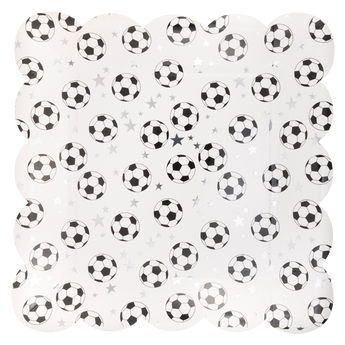 Scattered Soccer Ball Paper Plate