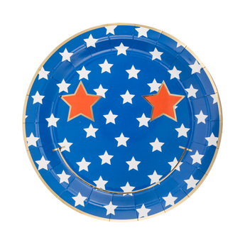 Star and Stripe Smiley Paper Plate