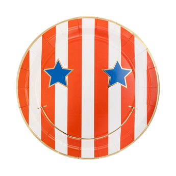 Star and Stripe Smiley Paper Plate