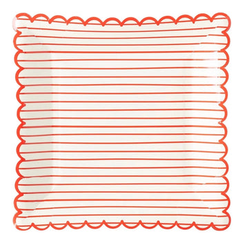 Red Striped Scalloped Plate