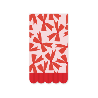 Red Bows Fringe Scallop Dinner Napkin